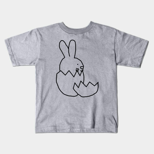 Cute Easter Bunny Hatching from Egg Outline Kids T-Shirt by ellenhenryart